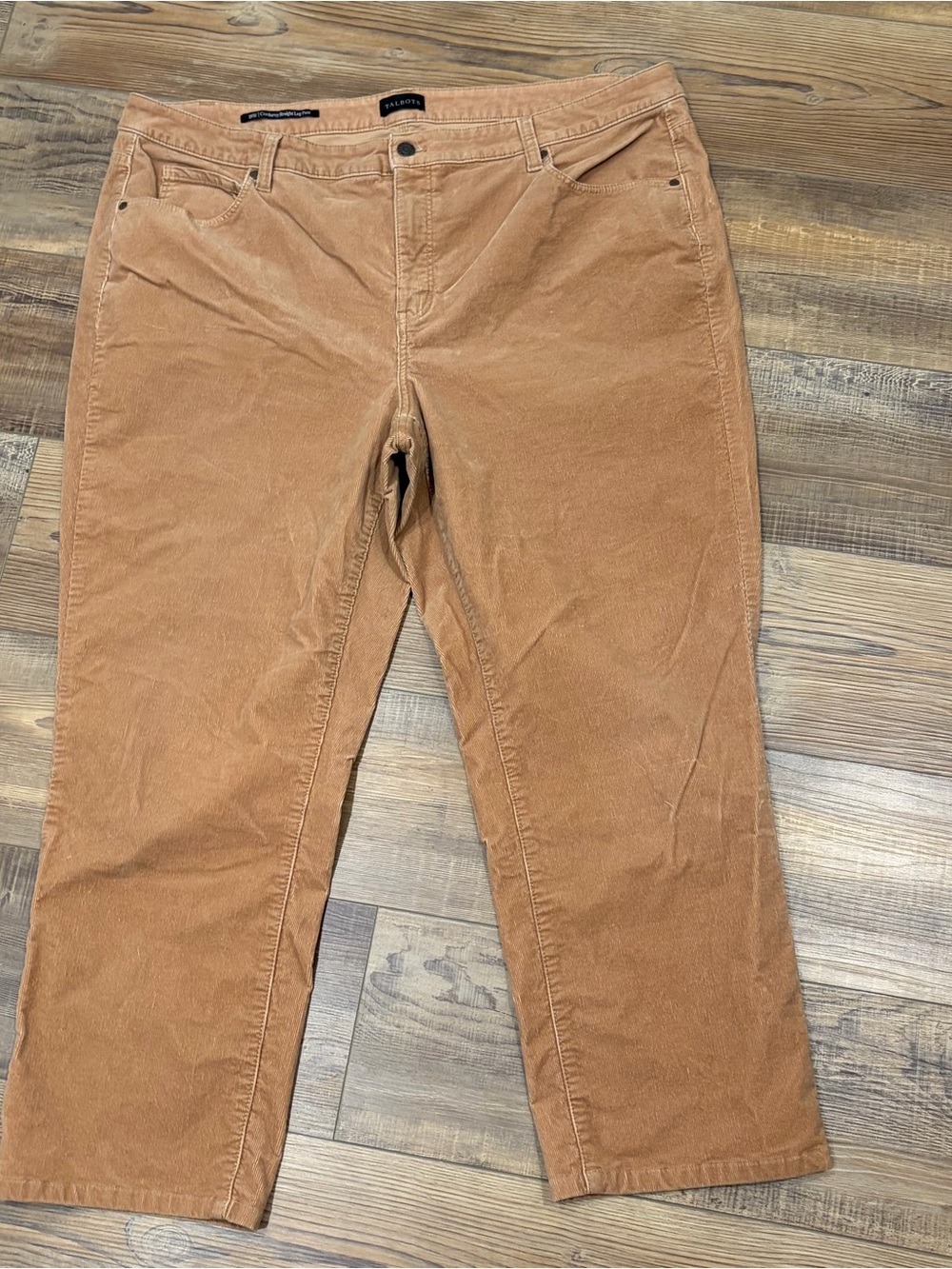 Talbots Straight-Leg Corduroy Pants in tan 27” inseam ankle length